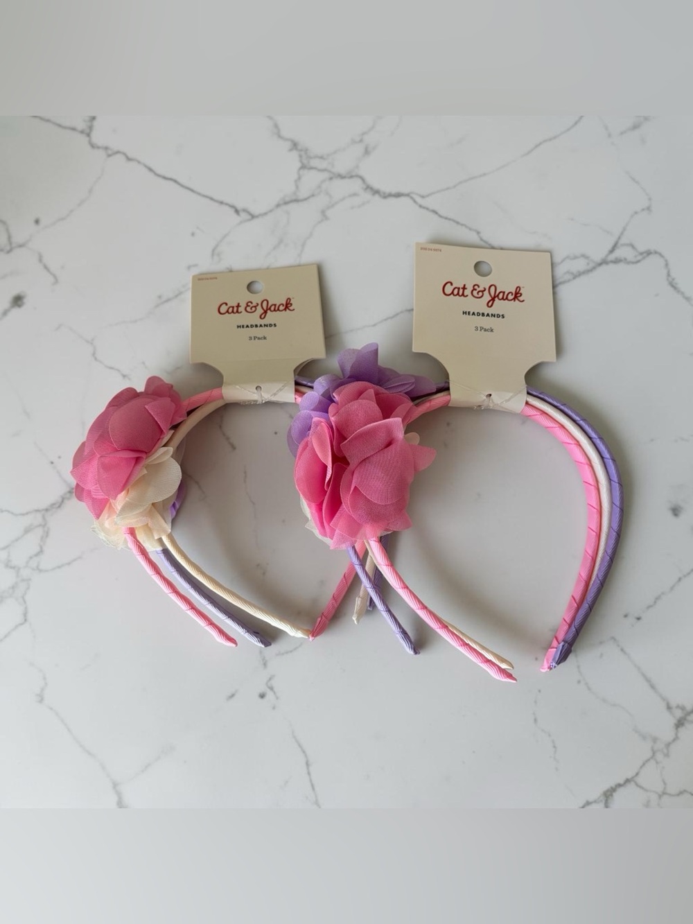 6pck Cat & Jack Fabric wrapped Flower Headband Toodler Girl pink,purple,cream OS